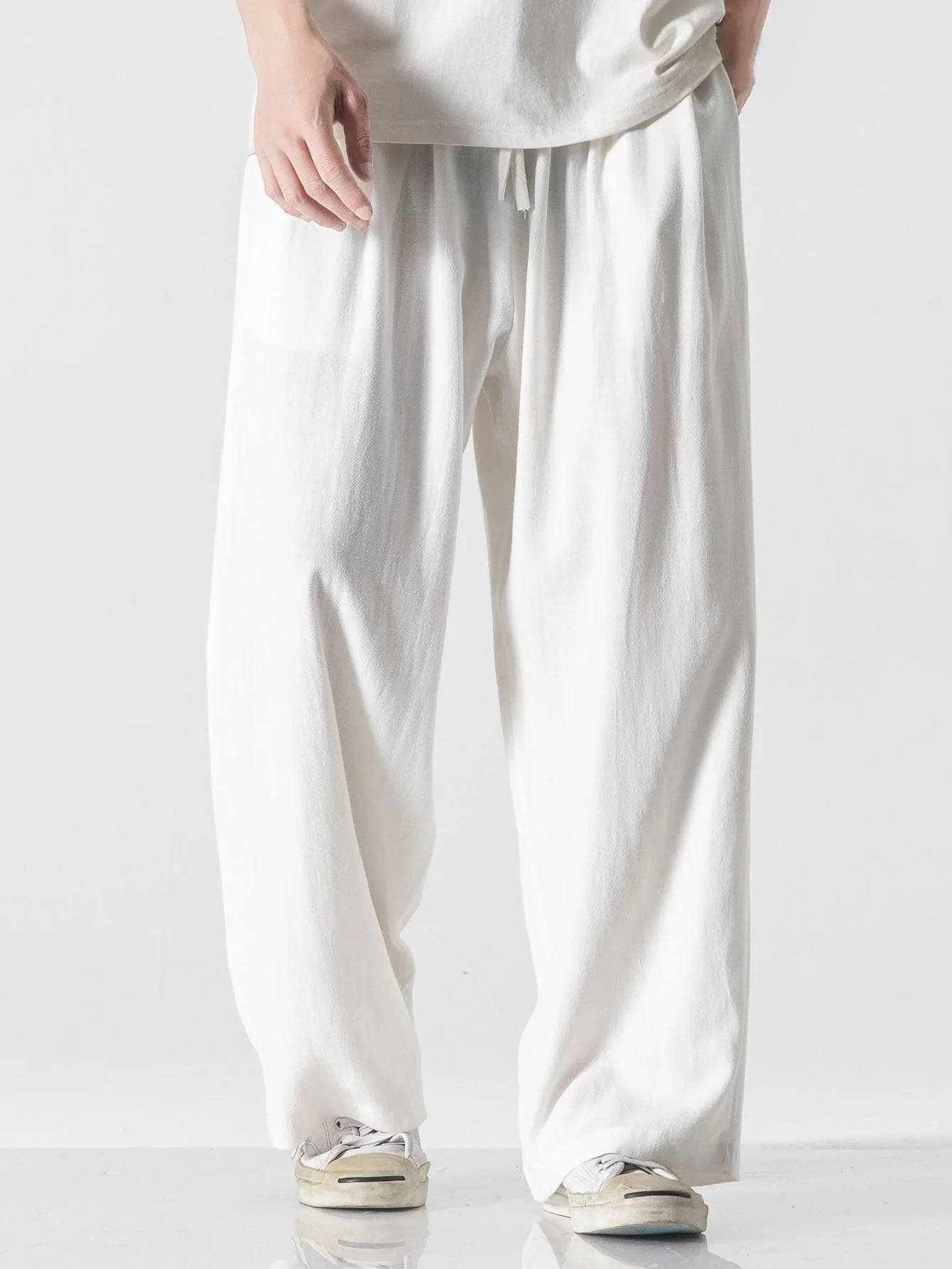 Barden® | Linen And Cotton Blend Relax Fit Wide Leg Pants - Image 5