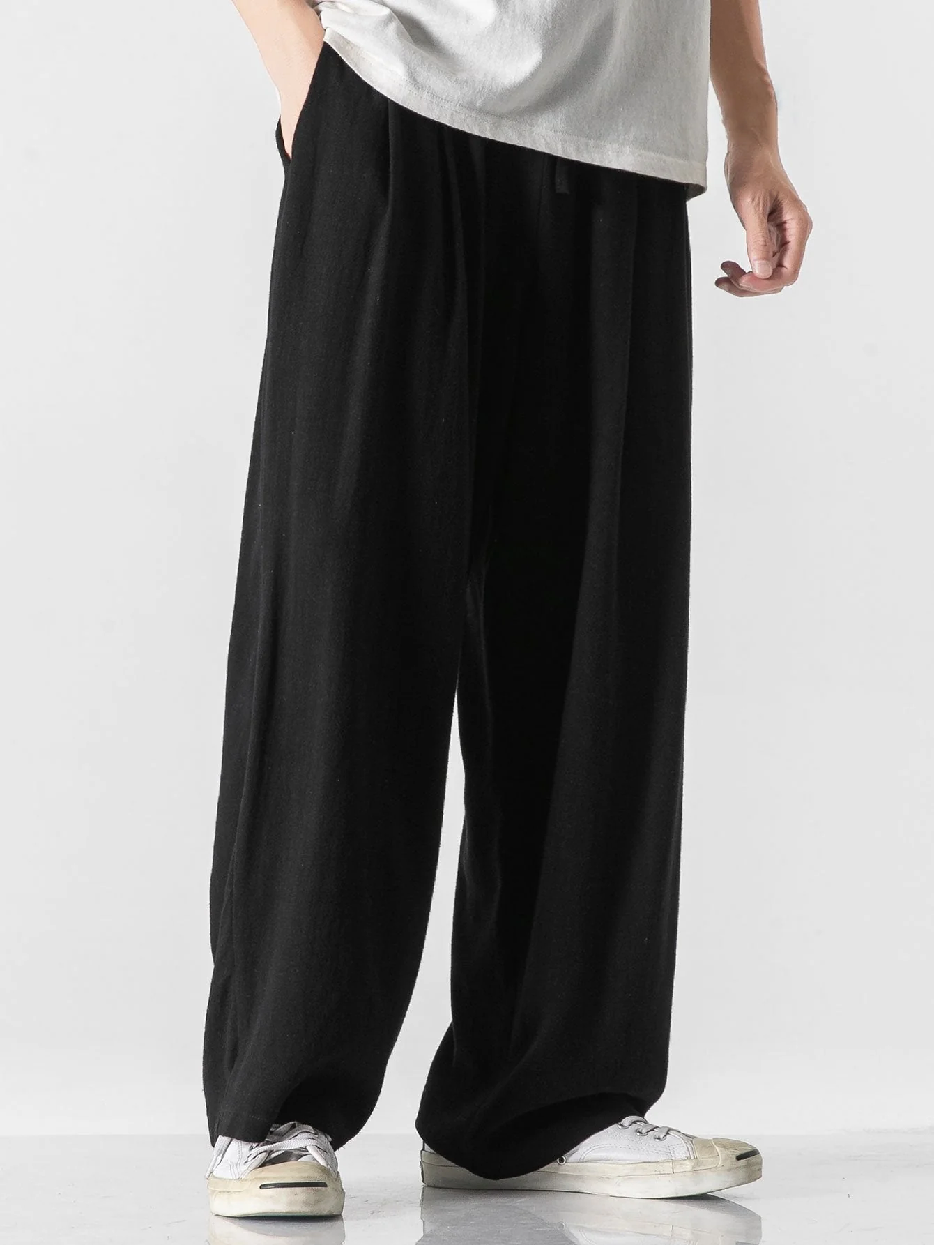 Barden® | Linen And Cotton Blend Relax Fit Wide Leg Pants - Image 7
