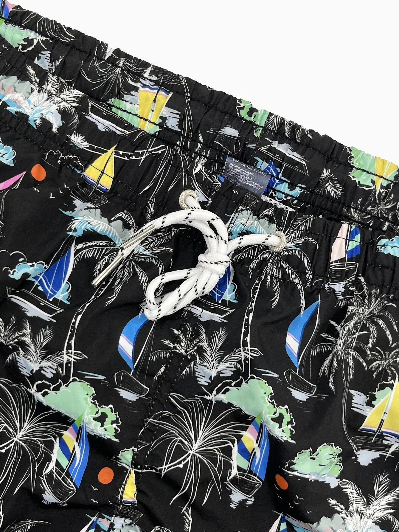 Bartolomé® | Linen Rayon Blend Button Up Shirt & Palm Tree Sailboat Print Swim Shorts - Image 10