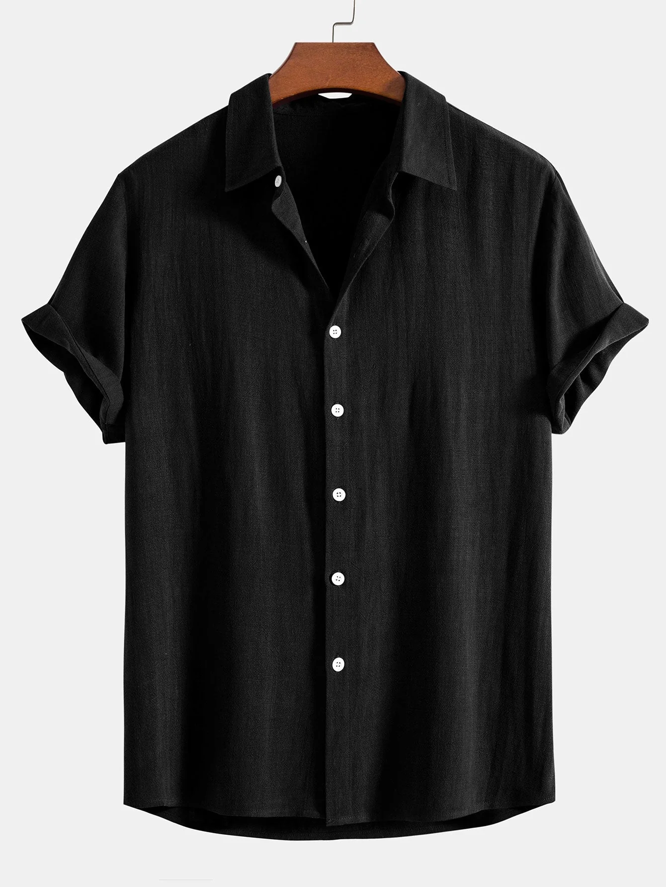 Bartolomé® | Linen Rayon Blend Button Up Shirt & Palm Tree Sailboat Print Swim Shorts - Image 4
