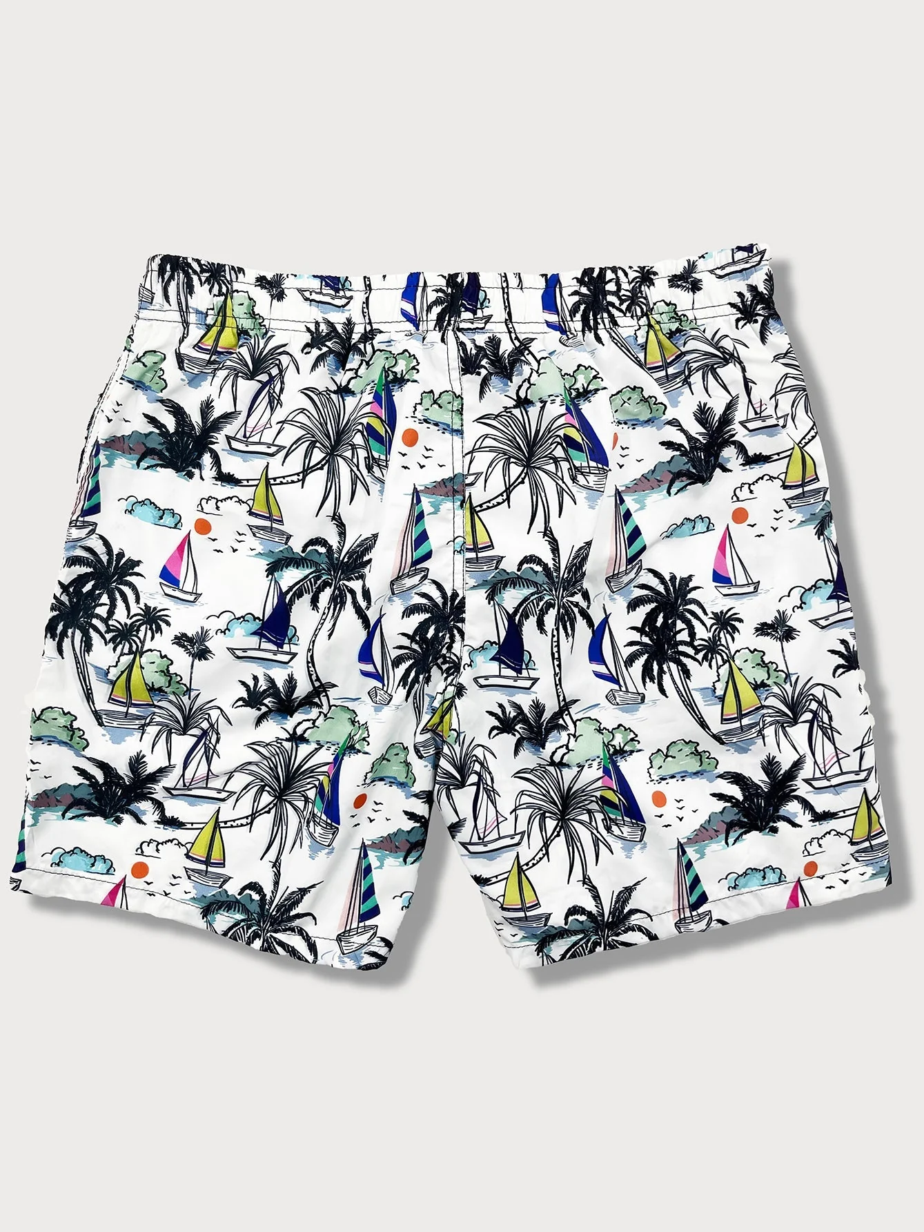 Bartolomé® | Linen Rayon Blend Button Up Shirt & Palm Tree Sailboat Print Swim Shorts - Image 9