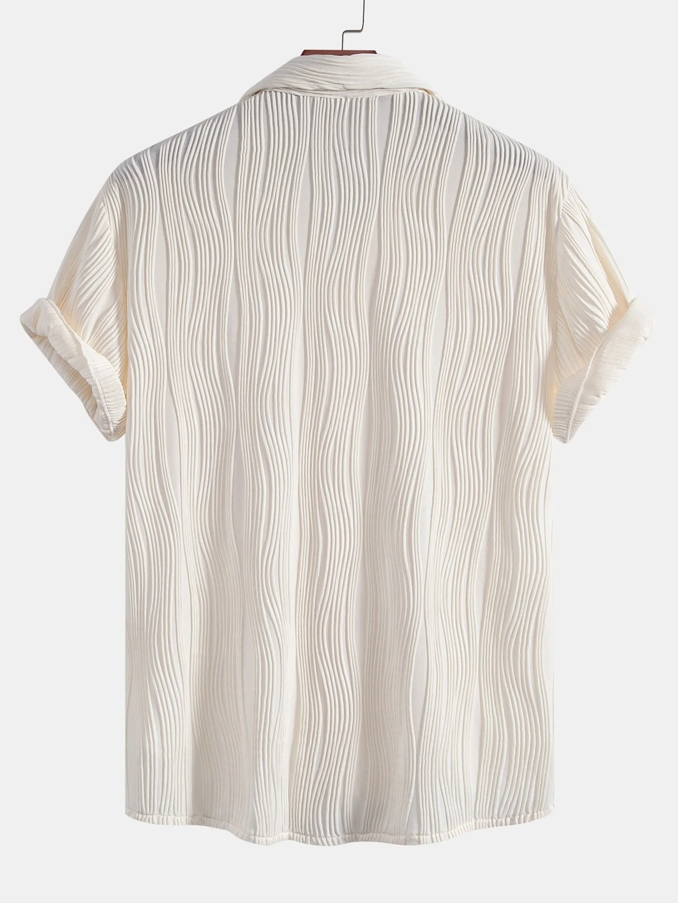Basilio® | Wave Textured Button Up Shirt & Shorts - Image 7