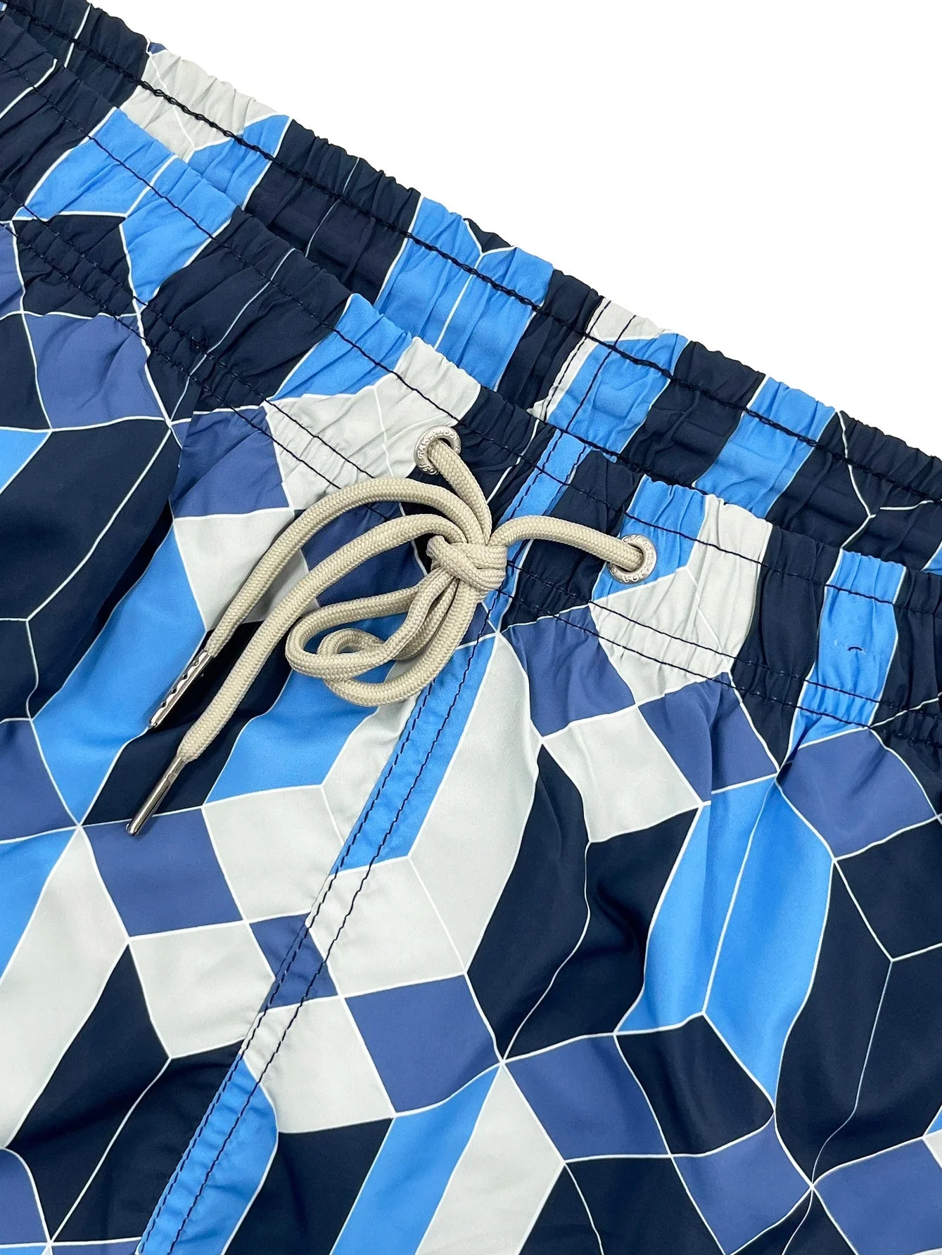 Benicio® | Linen Rayon Blend Button Up Shirt & Geometric Color Block Print Swim Shorts - Image 8