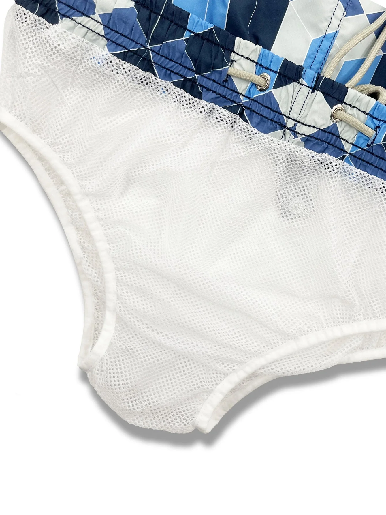 Benicio® | Linen Rayon Blend Button Up Shirt & Geometric Color Block Print Swim Shorts - Image 9