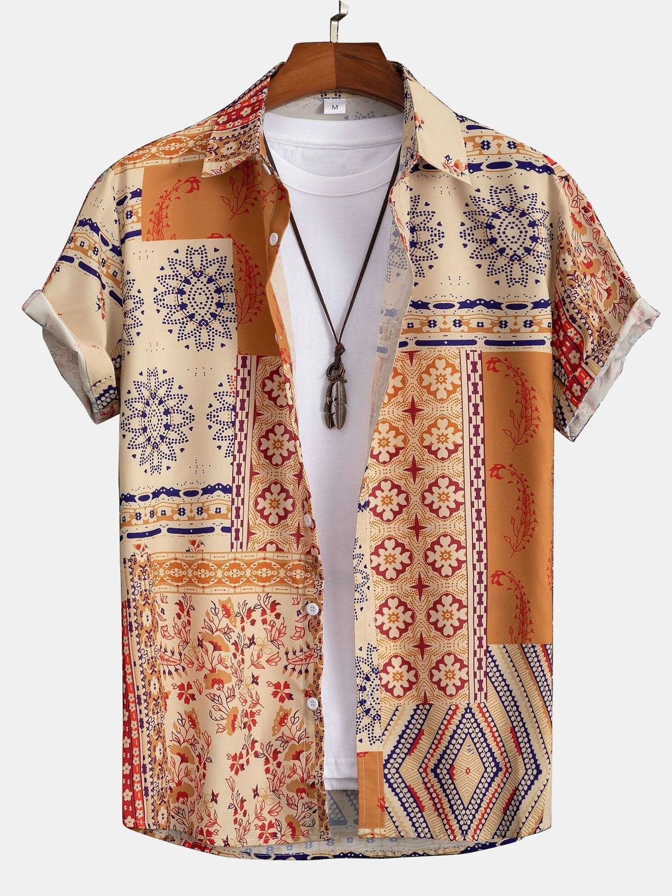 Benito® | Scarf Print Button Up Shirt Random Pattern Design - Image 6