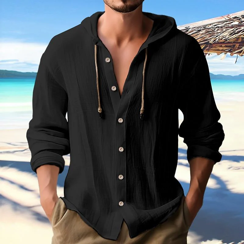 Bessy® | Men's Solid Color Single Breasted Long Sleeve Hoodie 00951247X - Image 2