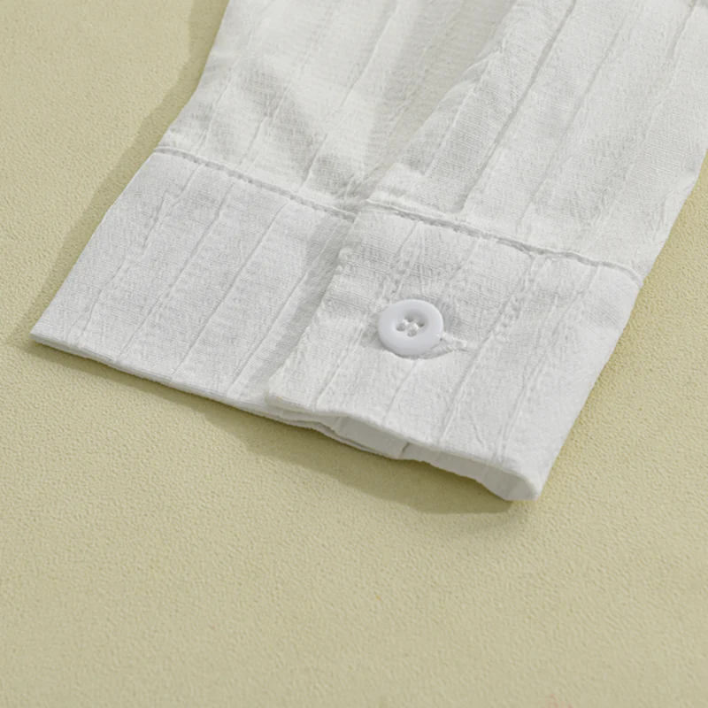 Best® | Men's Solid Color Striped Lapel Long Sleeve Shirt 94598700Z - Image 15