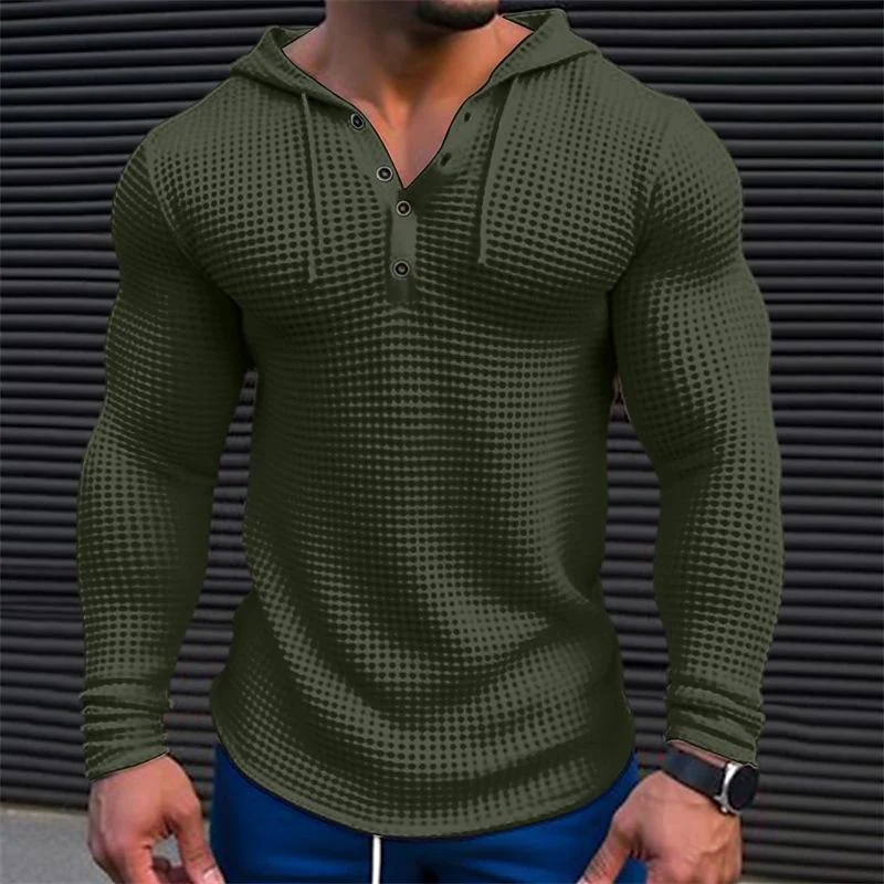 Beston® | Men's Solid Waffle Long Sleeve Casual Hoodie 80077688Z - Image 5