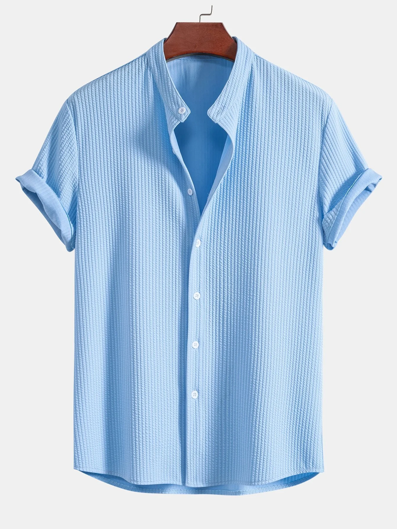Billy® | Muscle Fit Ribbed Stand Collar Shirt