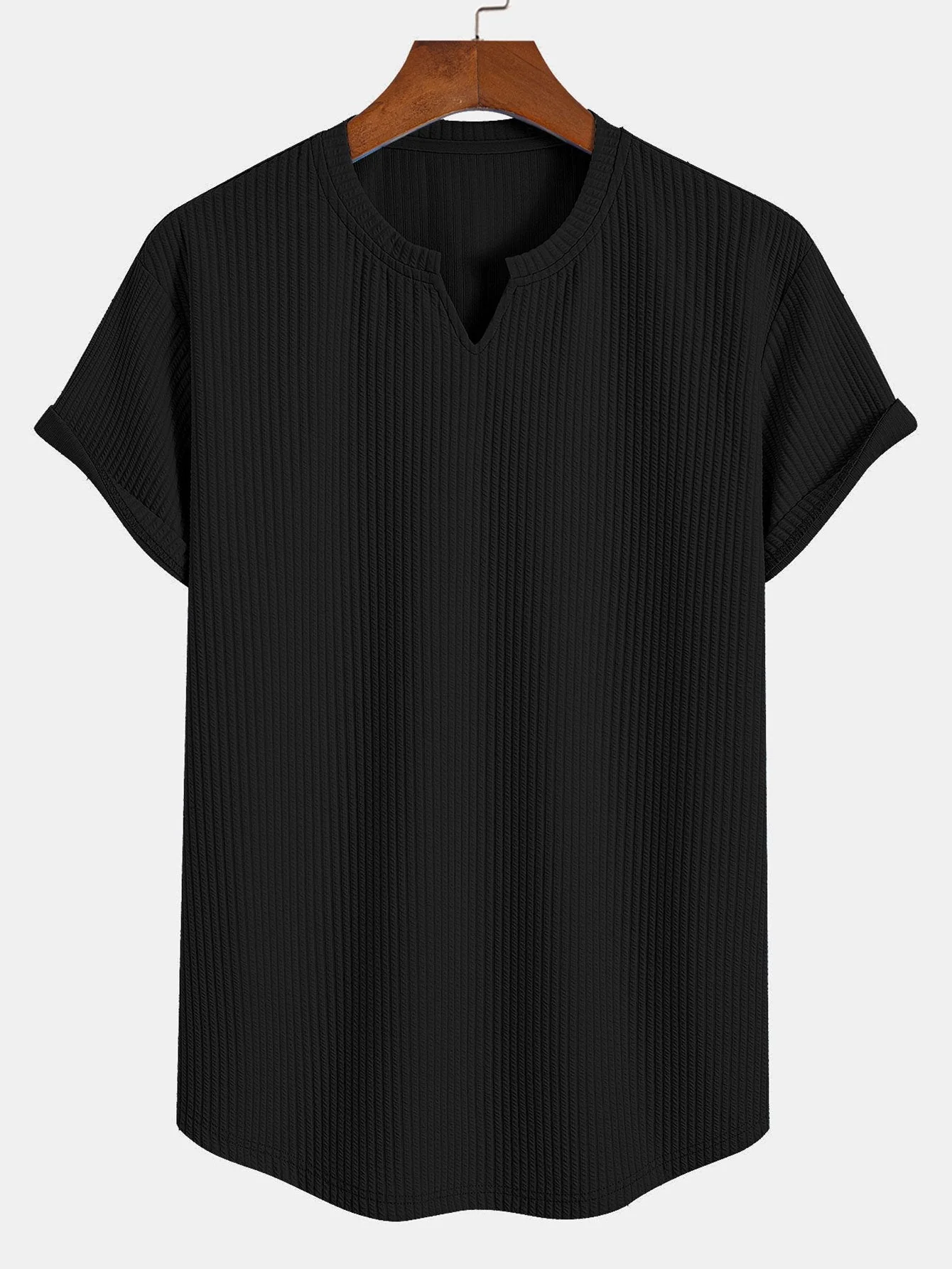 Bob® | Muscle Fit Notch Ribbed Arc Hem T-Shirt - Image 3