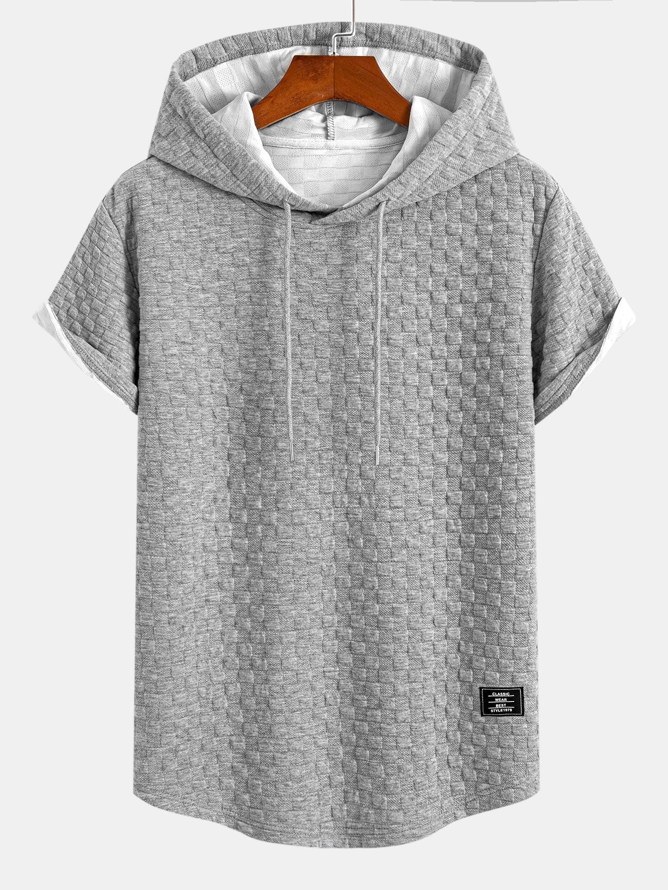 Brad® | Checkerboard Jacquard Arc Hem Hooded T-Shirt & Checkerboard Jacquard Shorts - Image 8