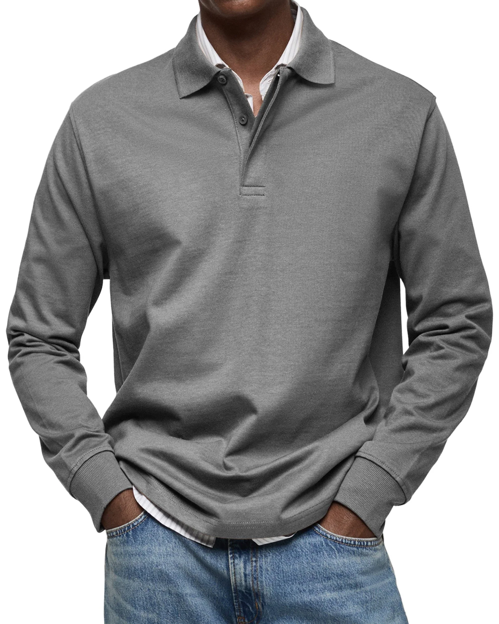Brent® | Casual Long Sleeve Polo Shirt - Image 5