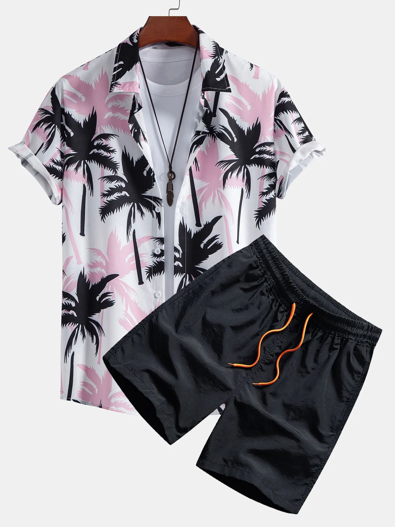 Brent® | Palm Tree Print Button Up Shirt & Swim Shorts - Image 3