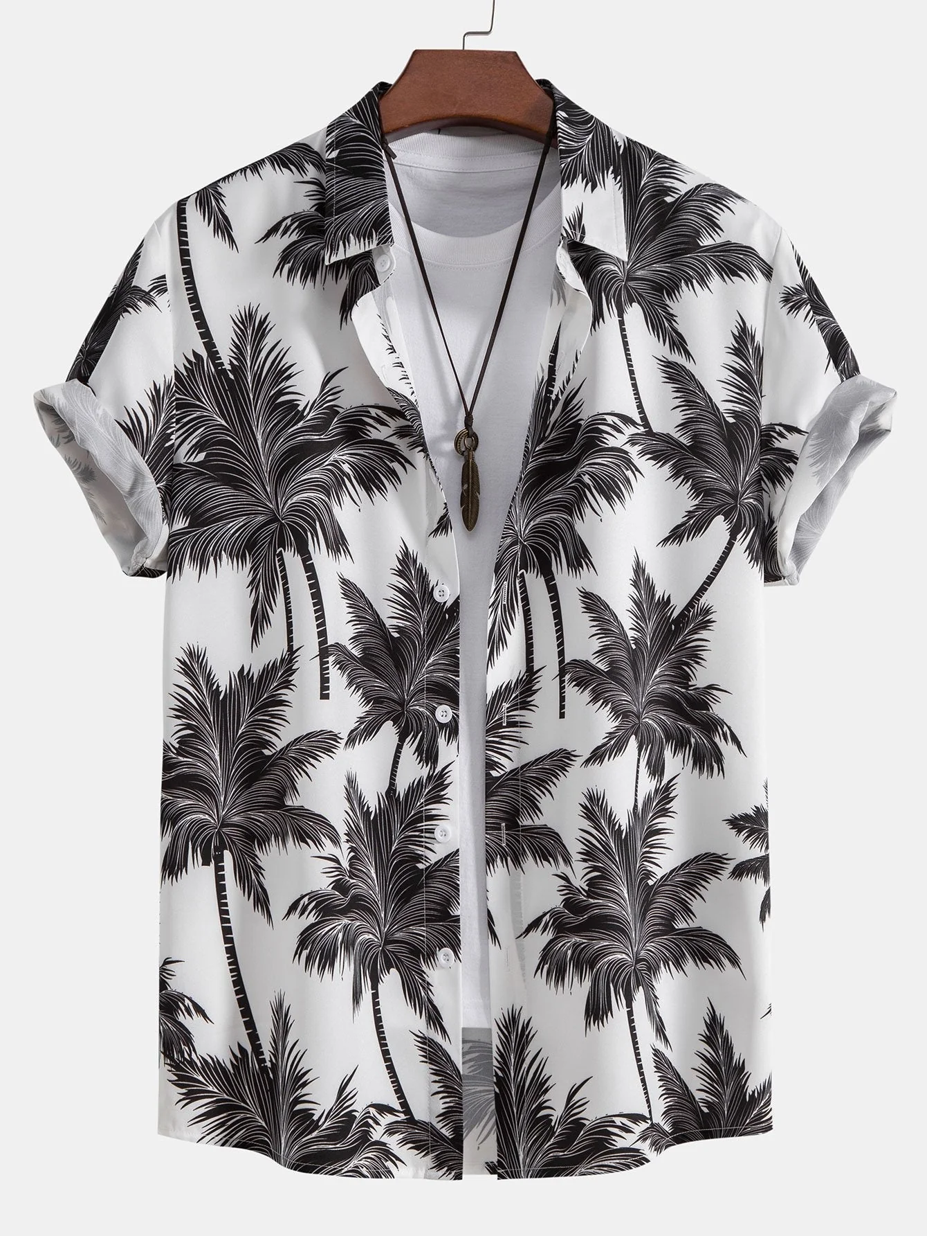 Brian® | Palm Tree Print Button Up Shirt & Swim Short - Image 5