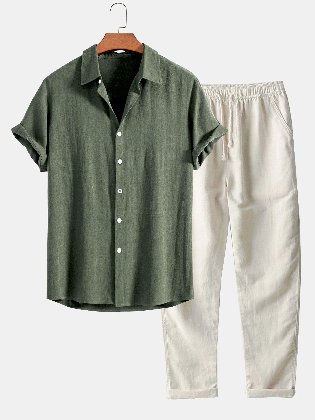 Bruce® | Linen Rayon Blend Button Up Shirt & Straight Leg Linen Pants - Image 3