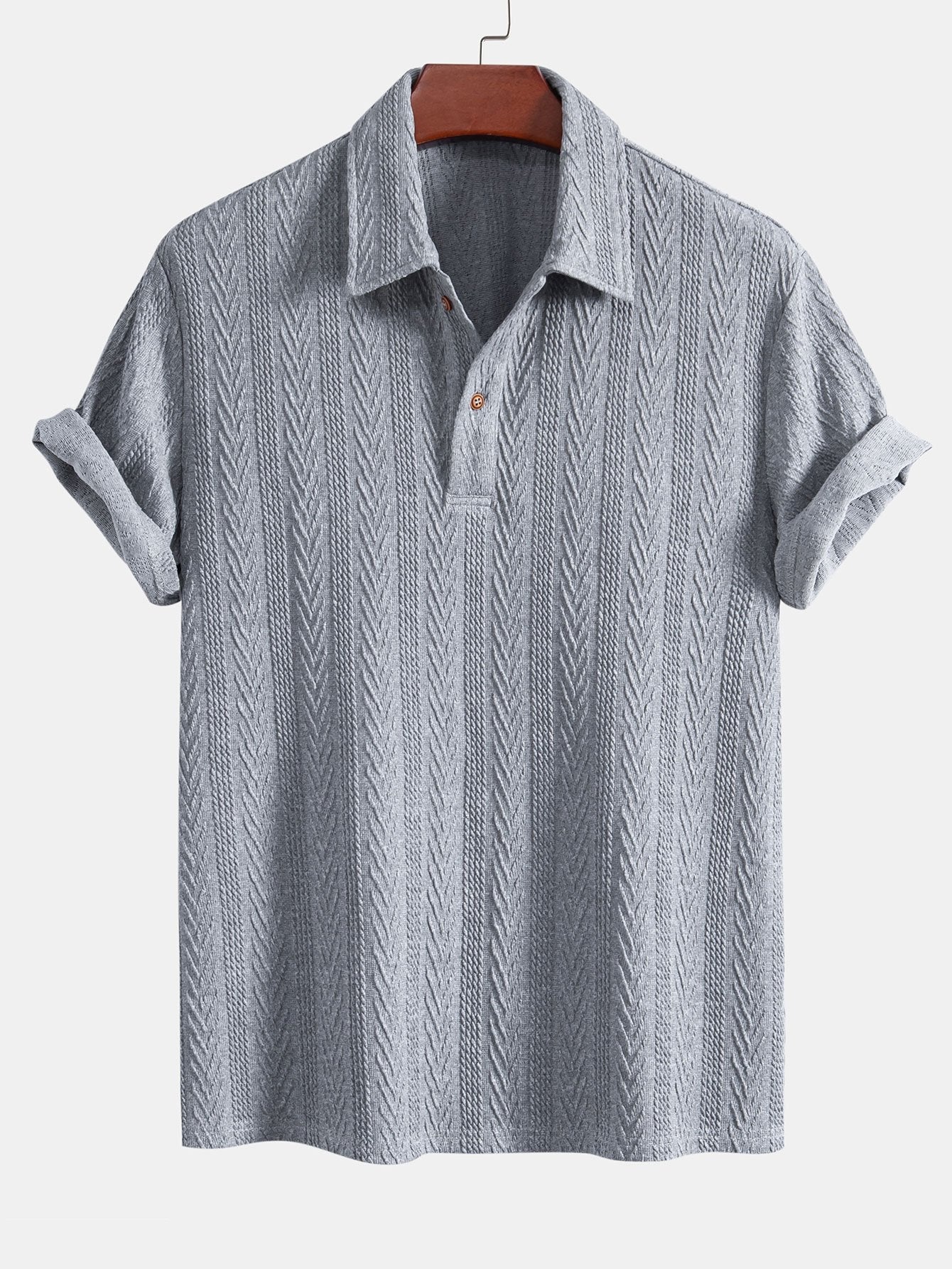 Bruno® | Knitted Geometric Jacquard Polo Shirt - Image 10