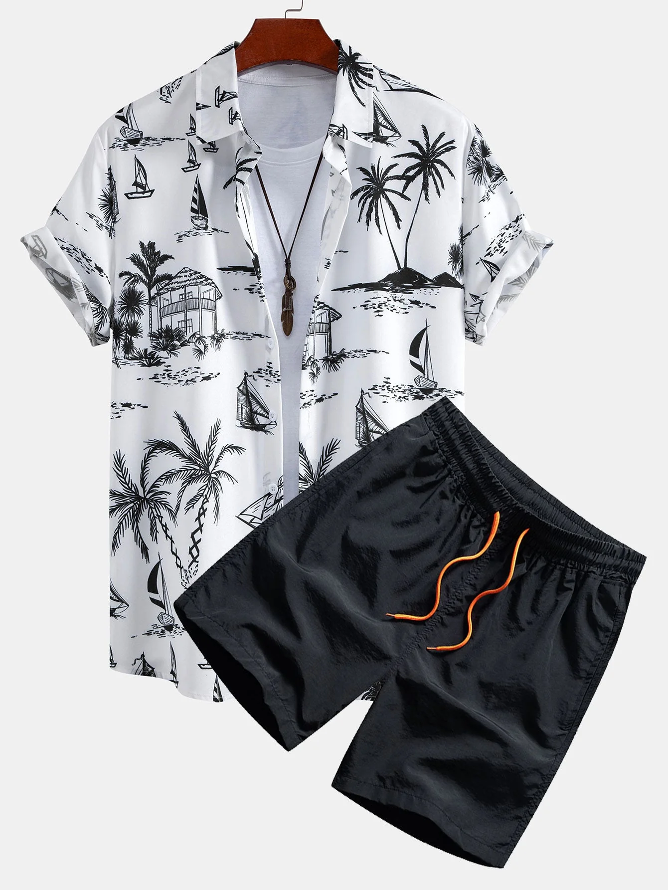 Bryan® | Island Sailing Print Button Up Shirt & Swim Shorts - Image 2