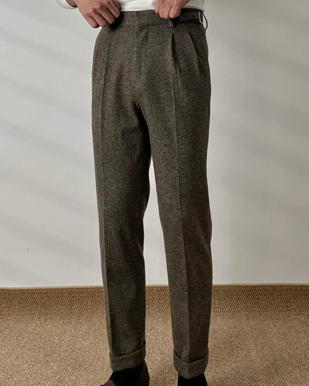 Caleb® | Textured Pleated Trousers - Image 11