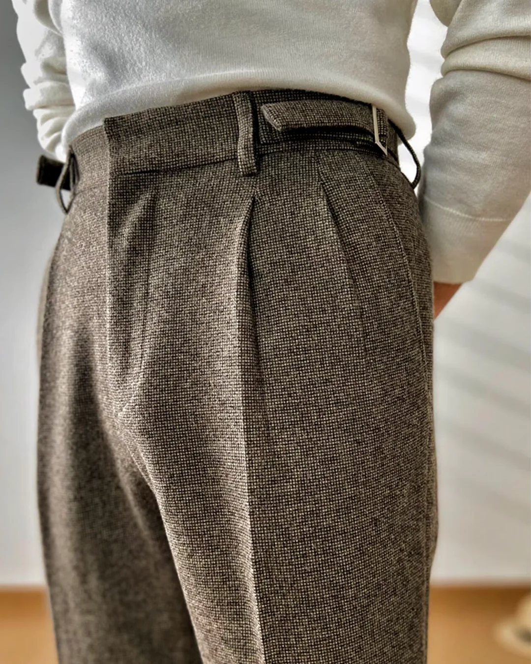 Caleb® | Textured Pleated Trousers - Image 13