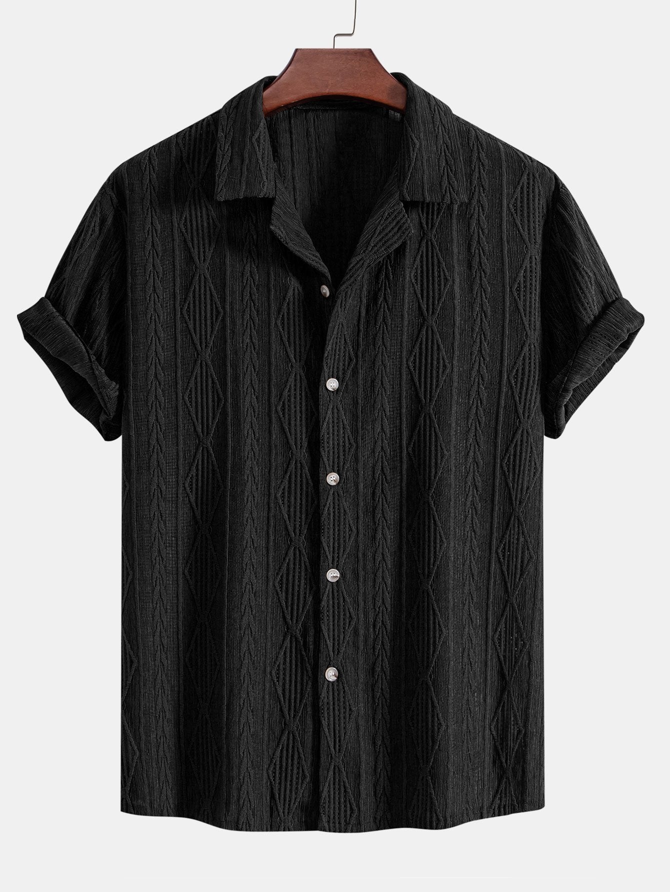Cameron® | Geometric Jacquard Eyelet Cuban Shirt & Straight Leg Linen Pants - Image 8