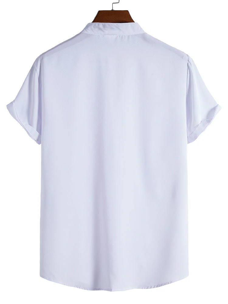 Camilo® | Palm Tree Print Stand Collar Shirt - Image 7