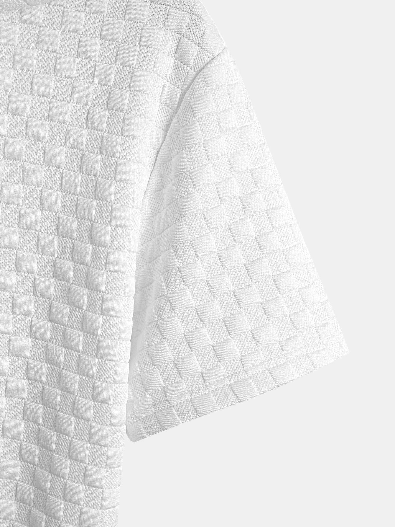 Carl® | Checkerboard Jacquard Arc Hem Hooded T-Shirt & Checkerboard Jacquard Shorts - Image 17