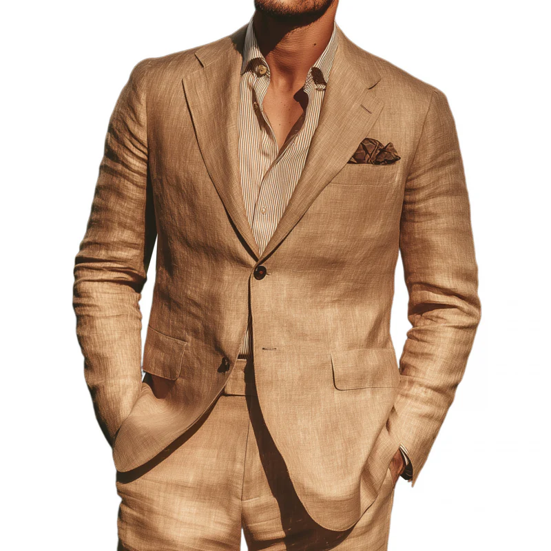 Carl | Men'S Casual Elegant Breathable Linen Notch Lapel Single Breasted Slim Fit Blazer