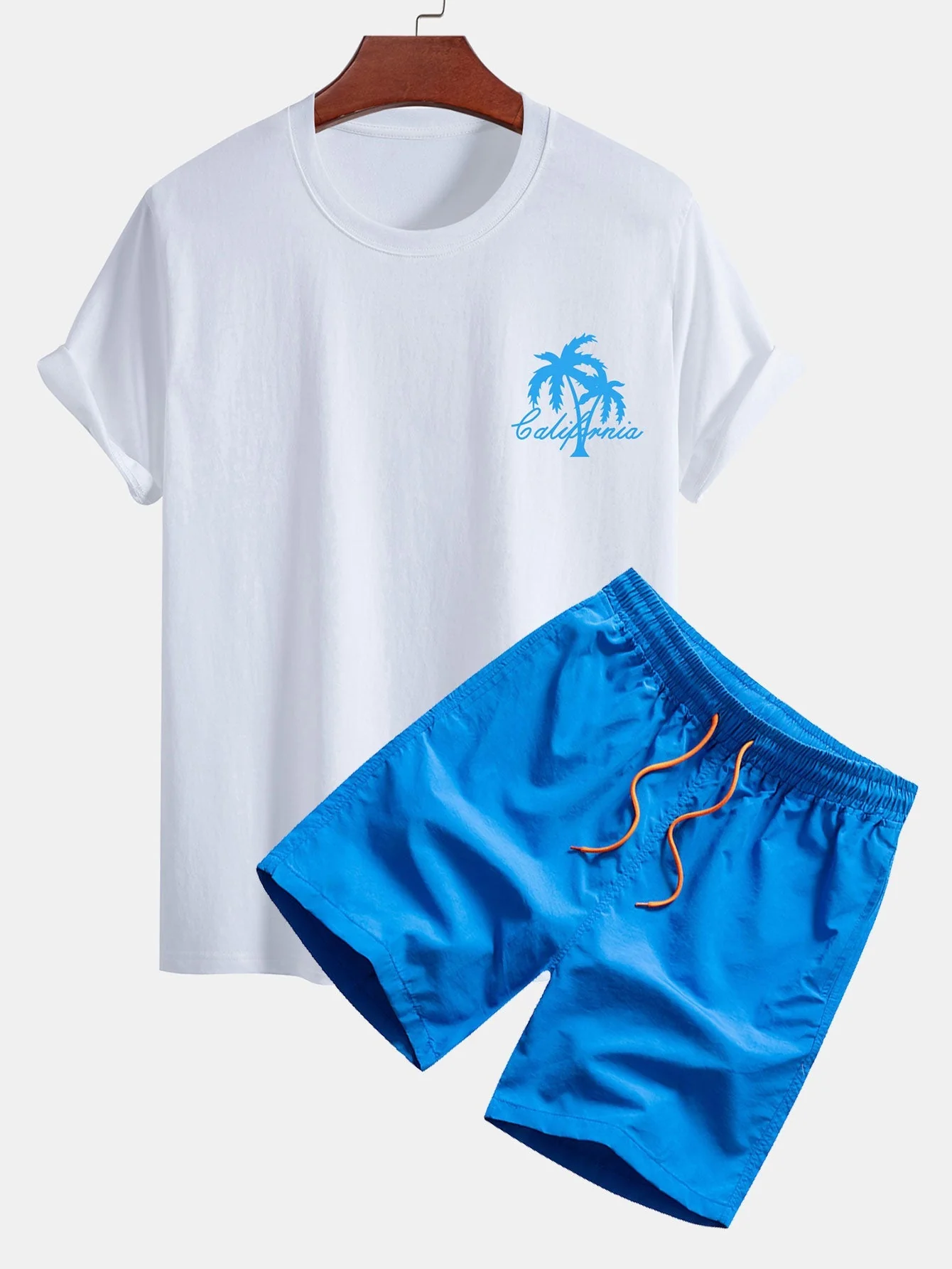 Carmelo® | California Palm Tree Print Cotton T-Shirt & Swim Shorts - Image 6