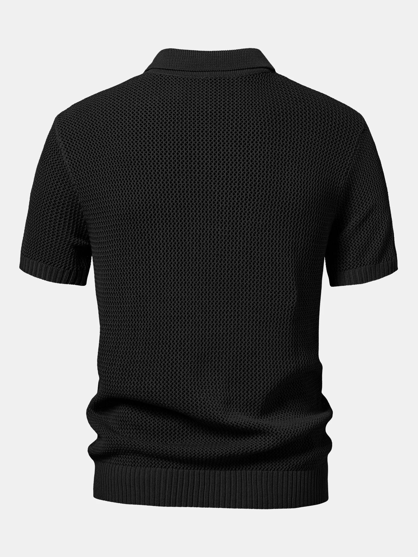 Carter | Eyelet Zip Up Knit Polo Shirt - Image 9
