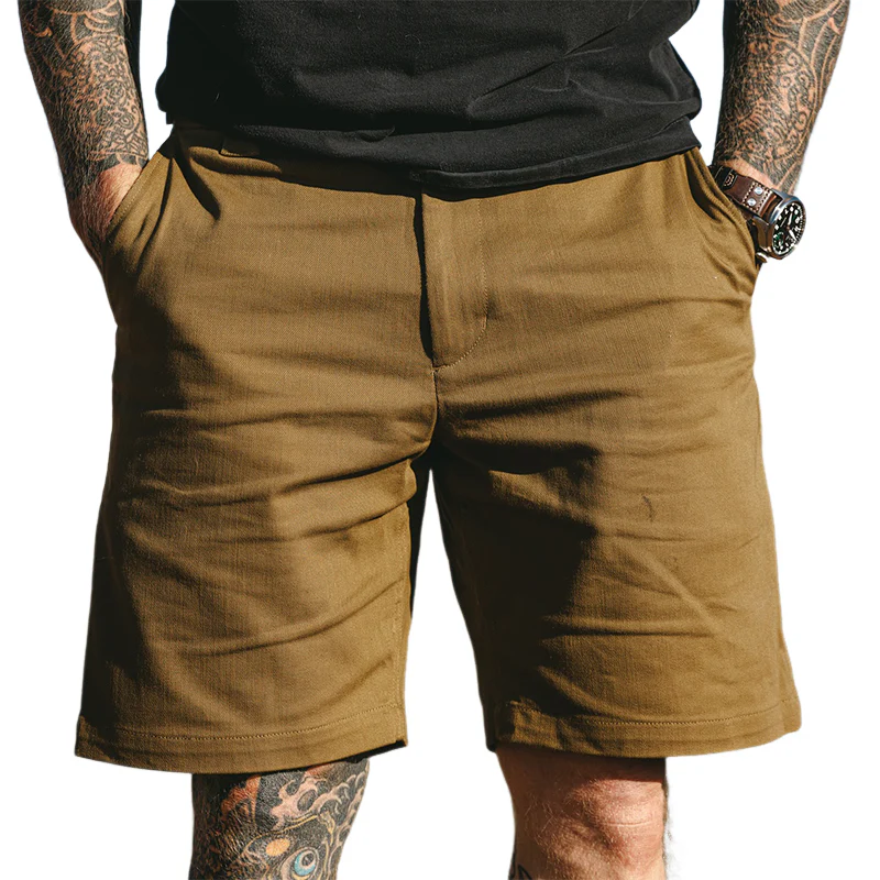 Chad | Men'S Vintage Casual Solid Cotton Shorts