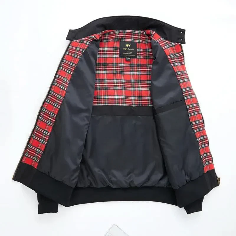 Chano | Classic bomber jacket for men with checked lining - Image 5