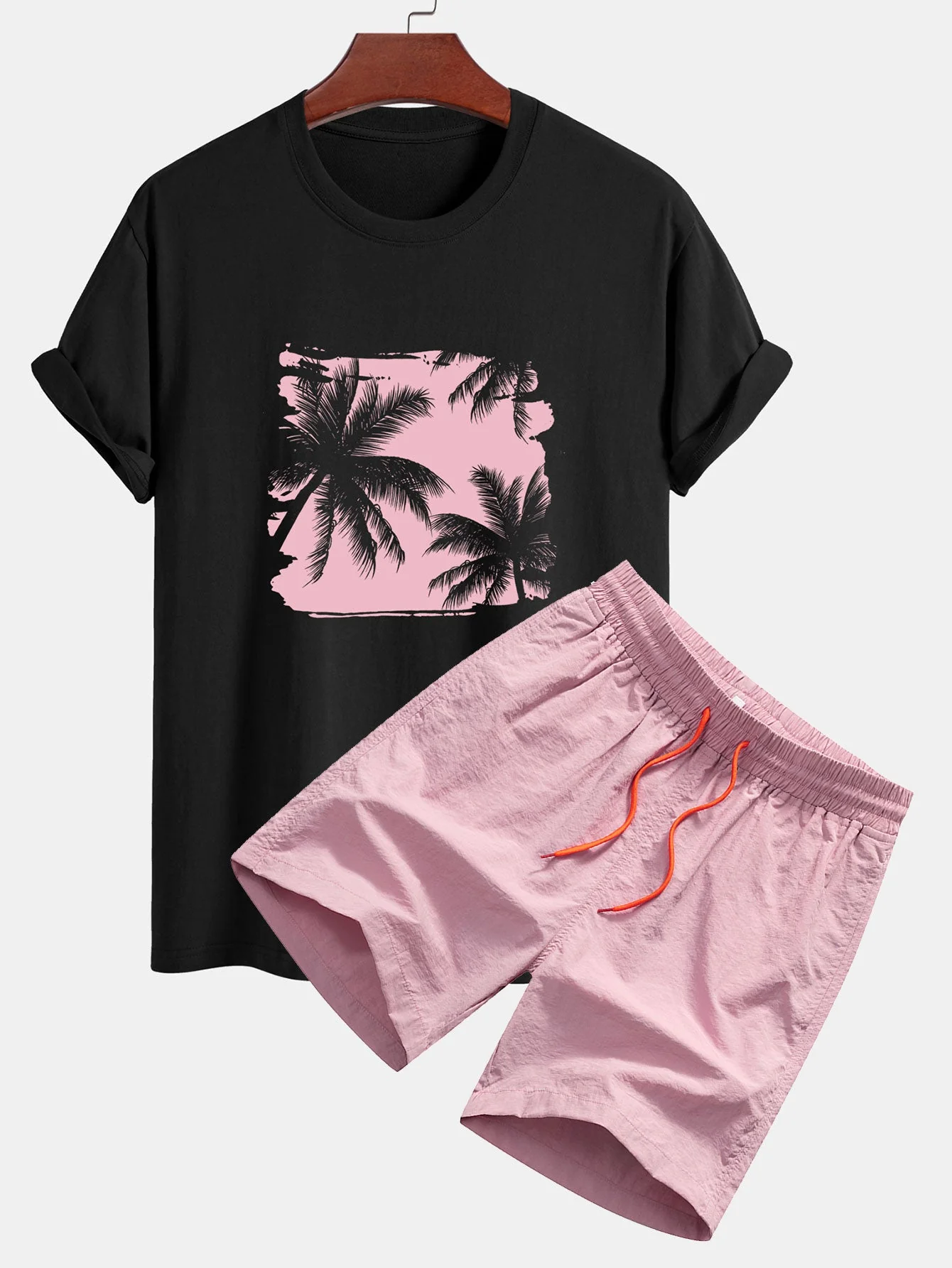 Chase® | Regular Fit Palm Trees Silhouette Print Cotton T-Shirt & Swim Shorts - Image 7