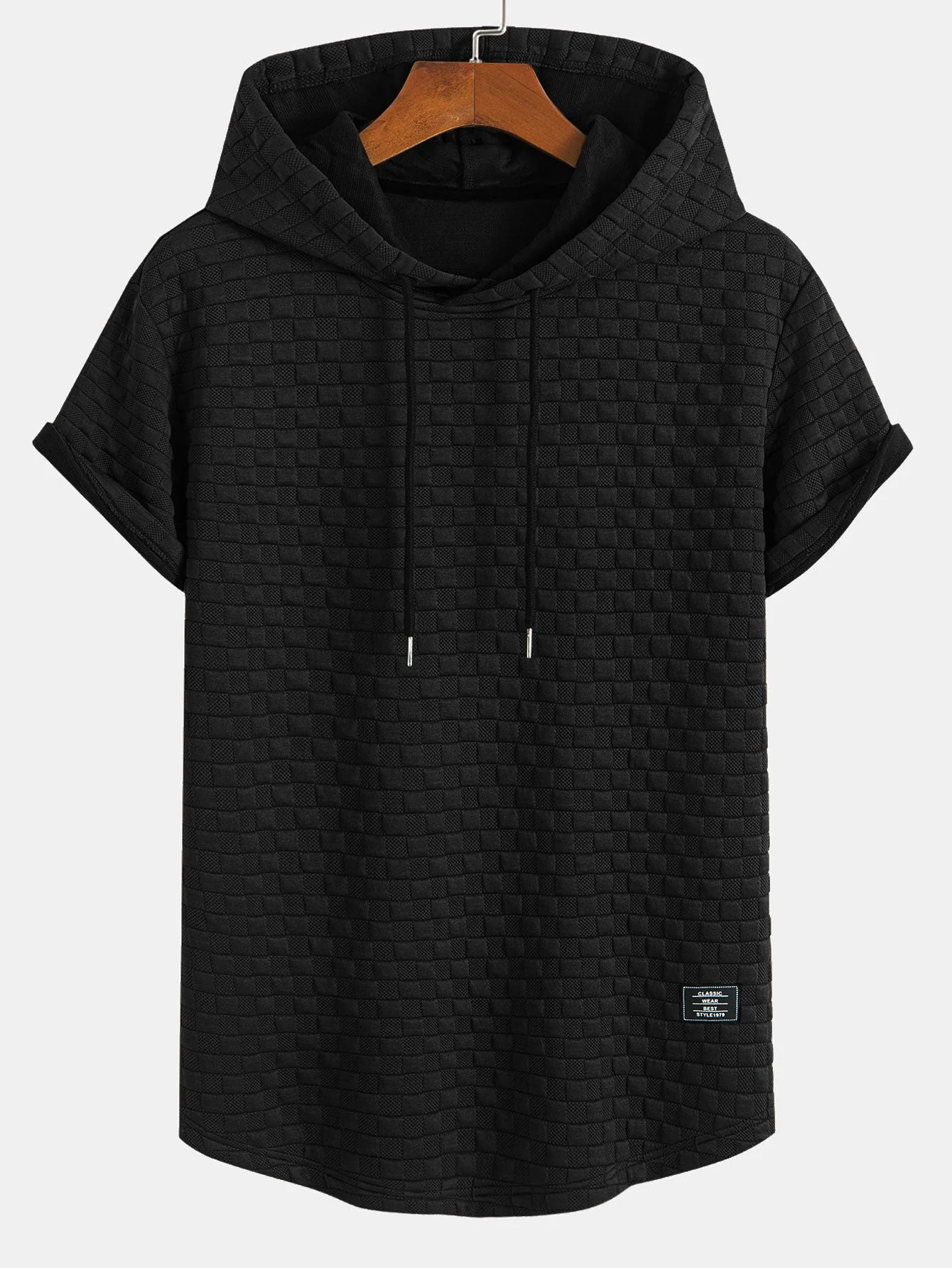 Chester® | Checkerboard Jacquard Arc Hem Hooded T-Shirt - Image 3