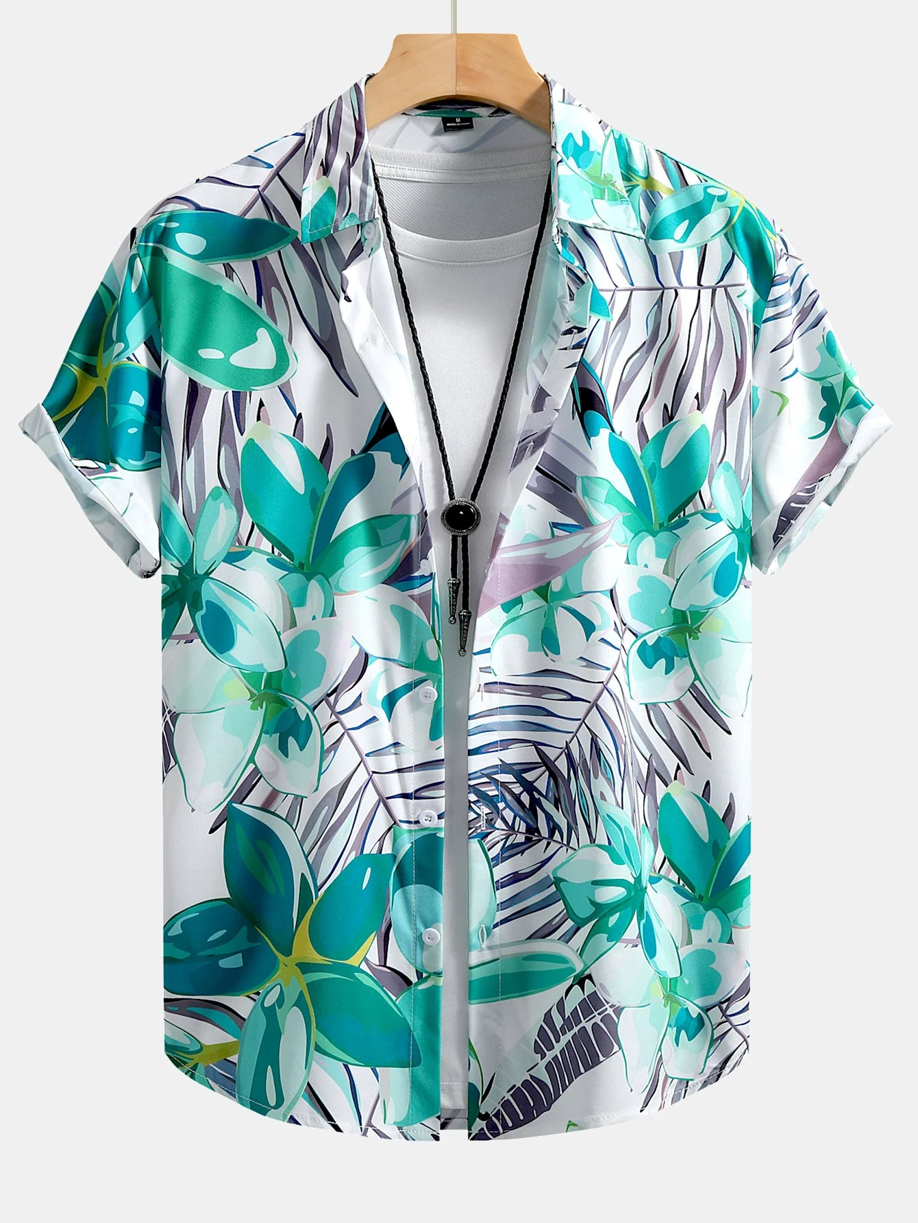 Christian® | Flower Plants Print Button Up Shirt & Swim Shorts - Image 11