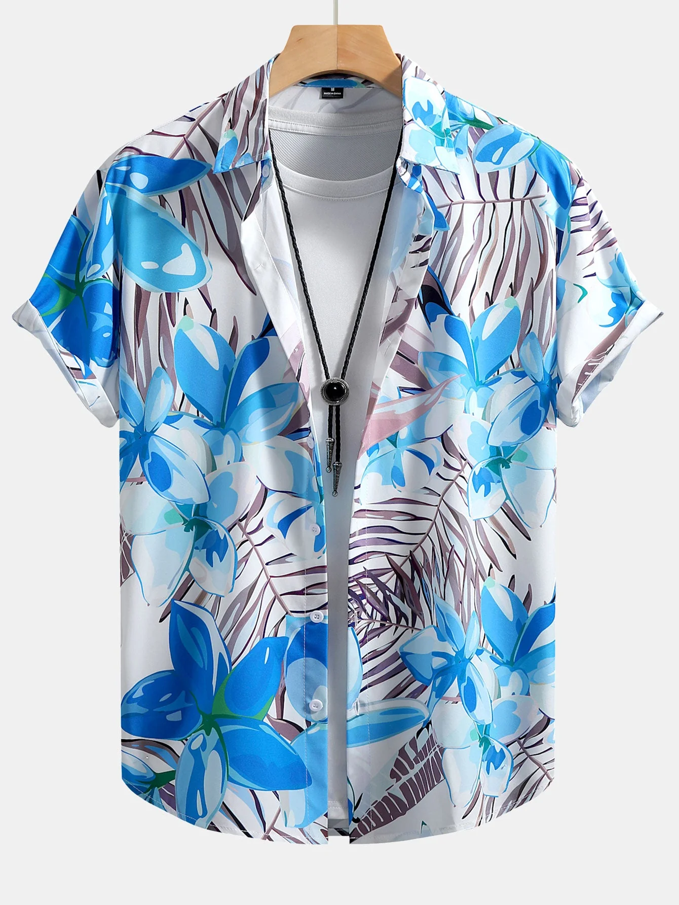 Christian® | Flower Plants Print Button Up Shirt & Swim Shorts - Image 12