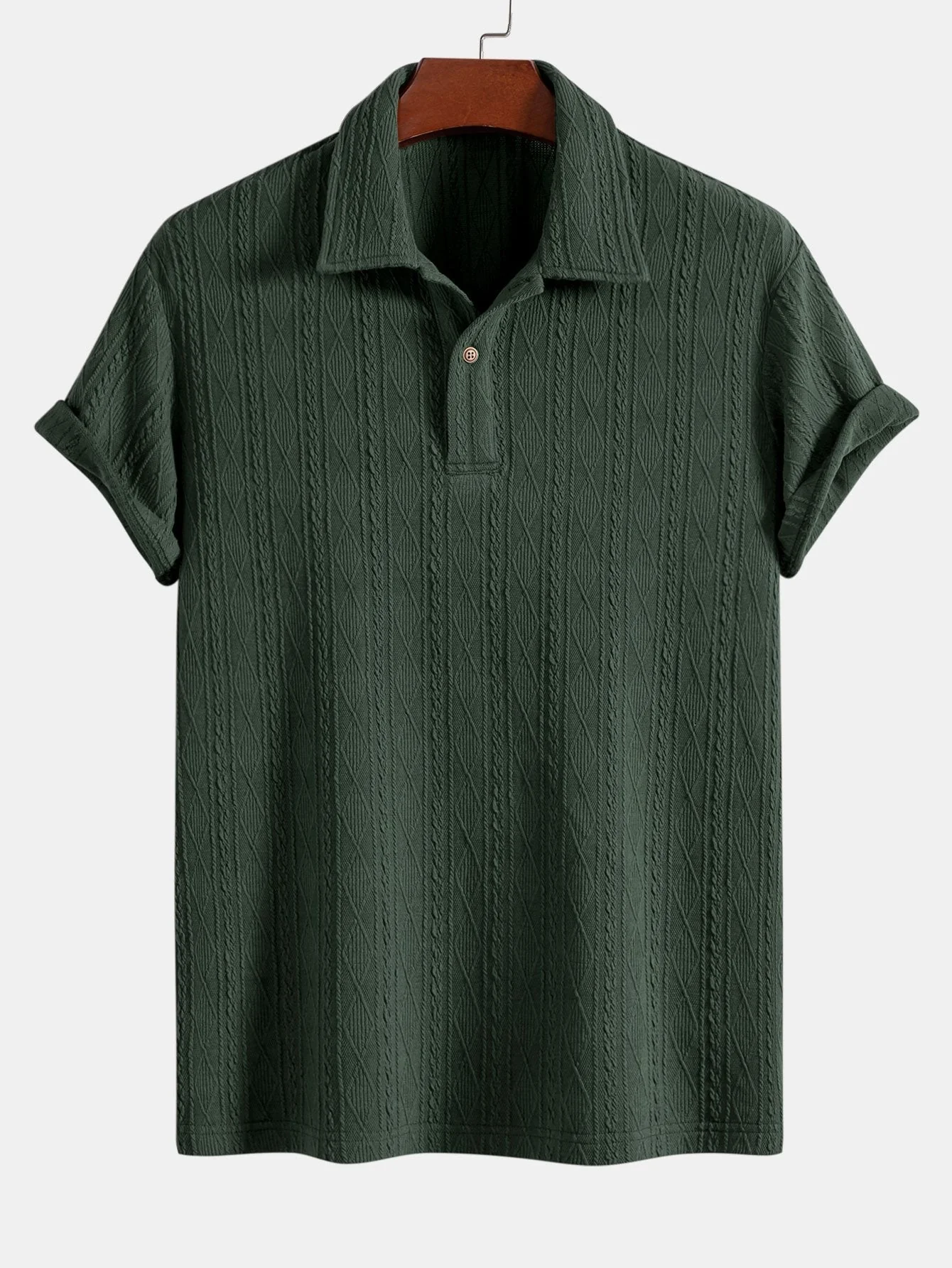 Claudio® | Knitted Rhombus Geometric Jacquard Polo - Image 4