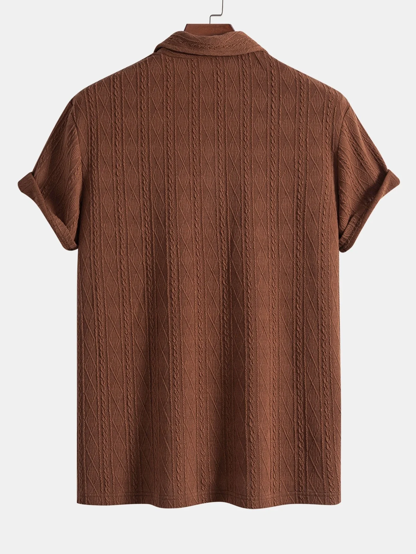 Claudio® | Knitted Rhombus Geometric Jacquard Polo - Image 5