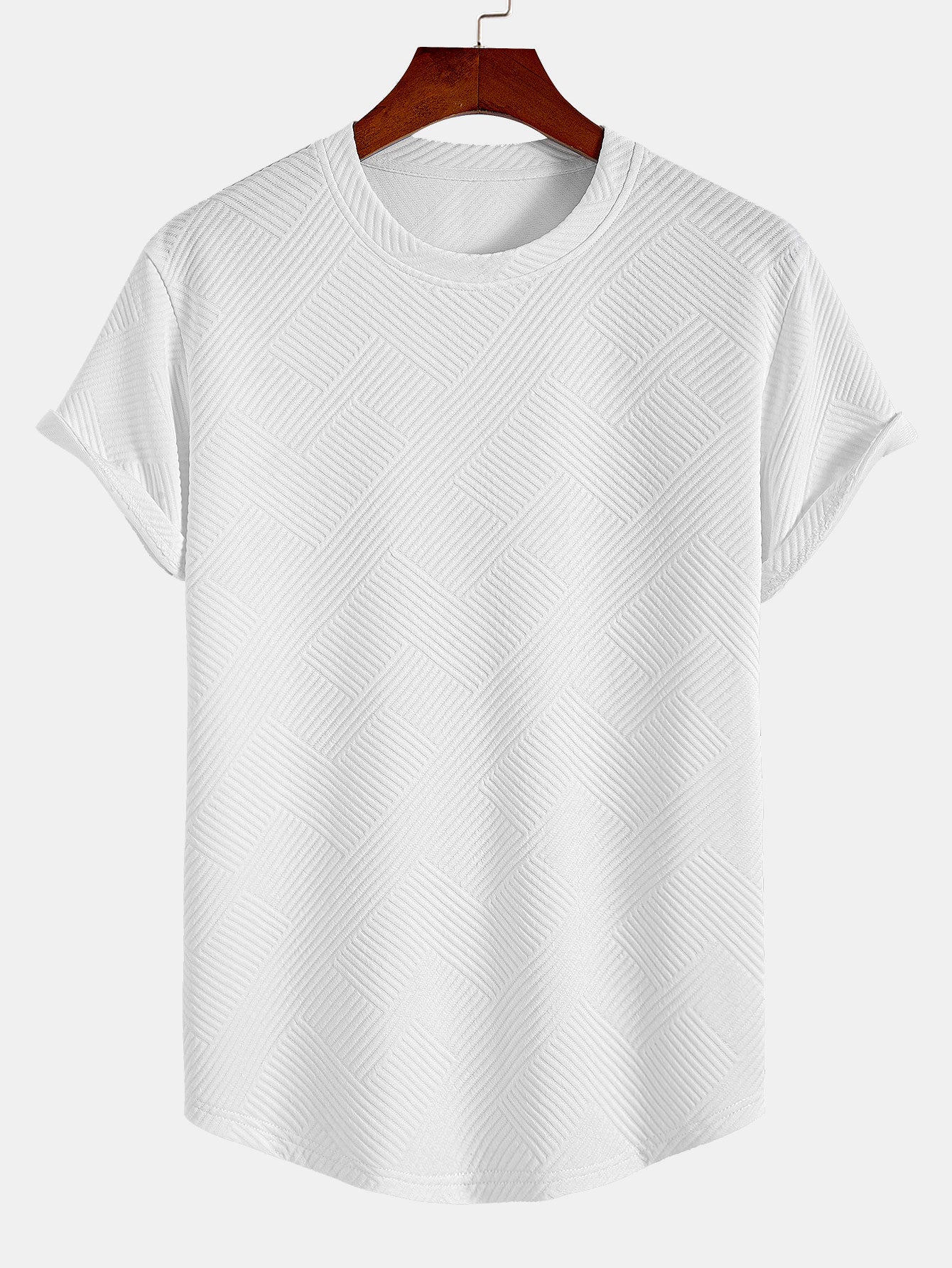 Clement® | Short Sleeve Stripe Jacquard Arc Hem T-Shirt - Image 4