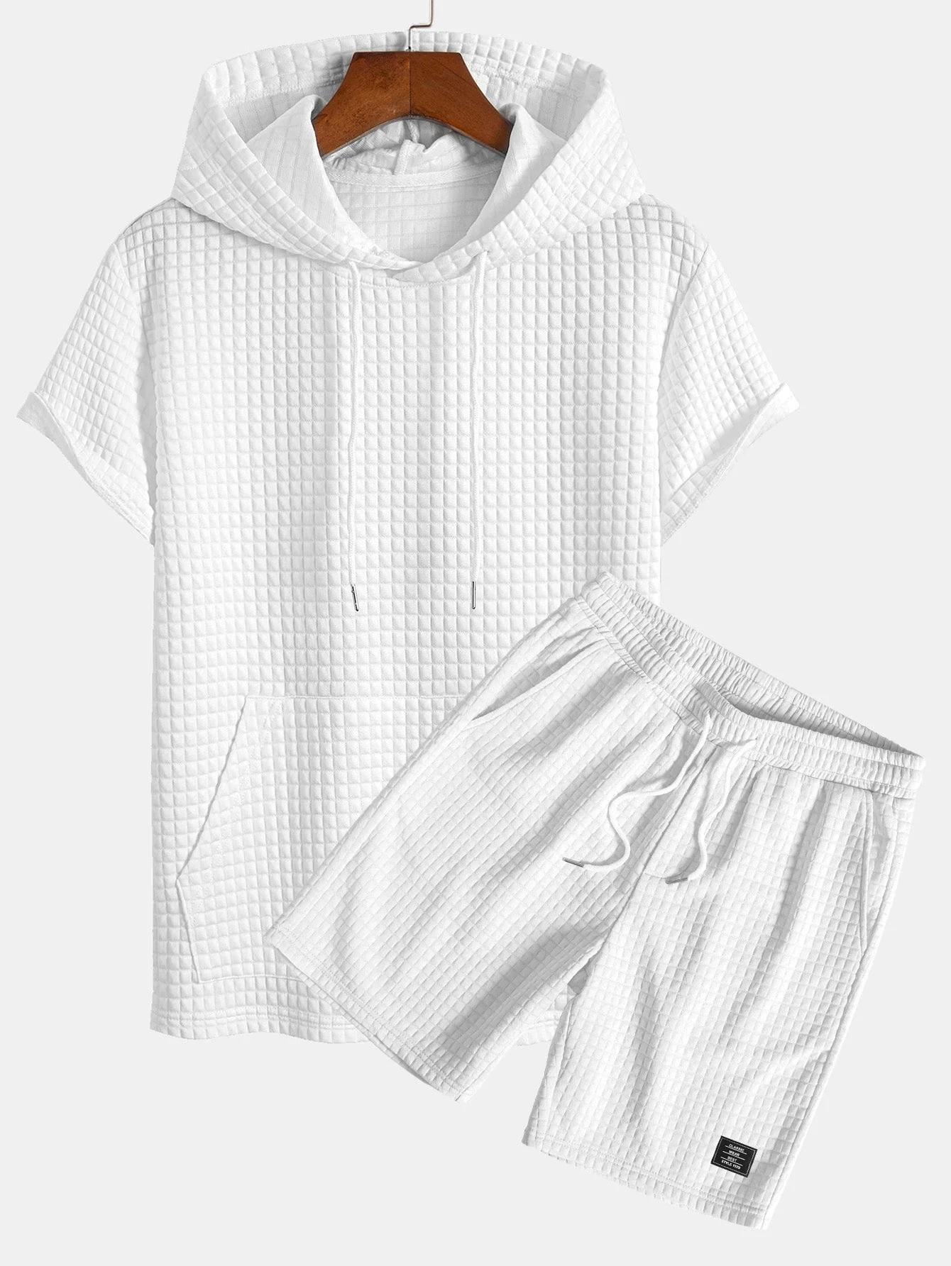 Cliff® | Kangaroo Pocket Waffle Hooded T-Shirt & Shorts - Image 4