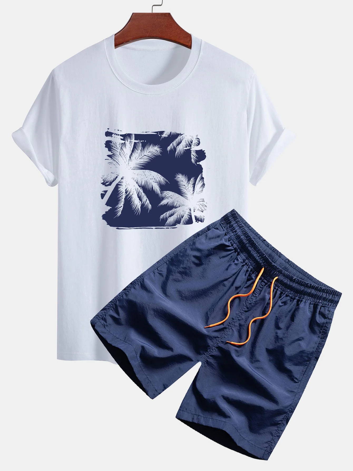 Cole® | Regular Fit Palm Trees Silhouette Print Cotton T-Shirt & Swim Shorts - Image 3