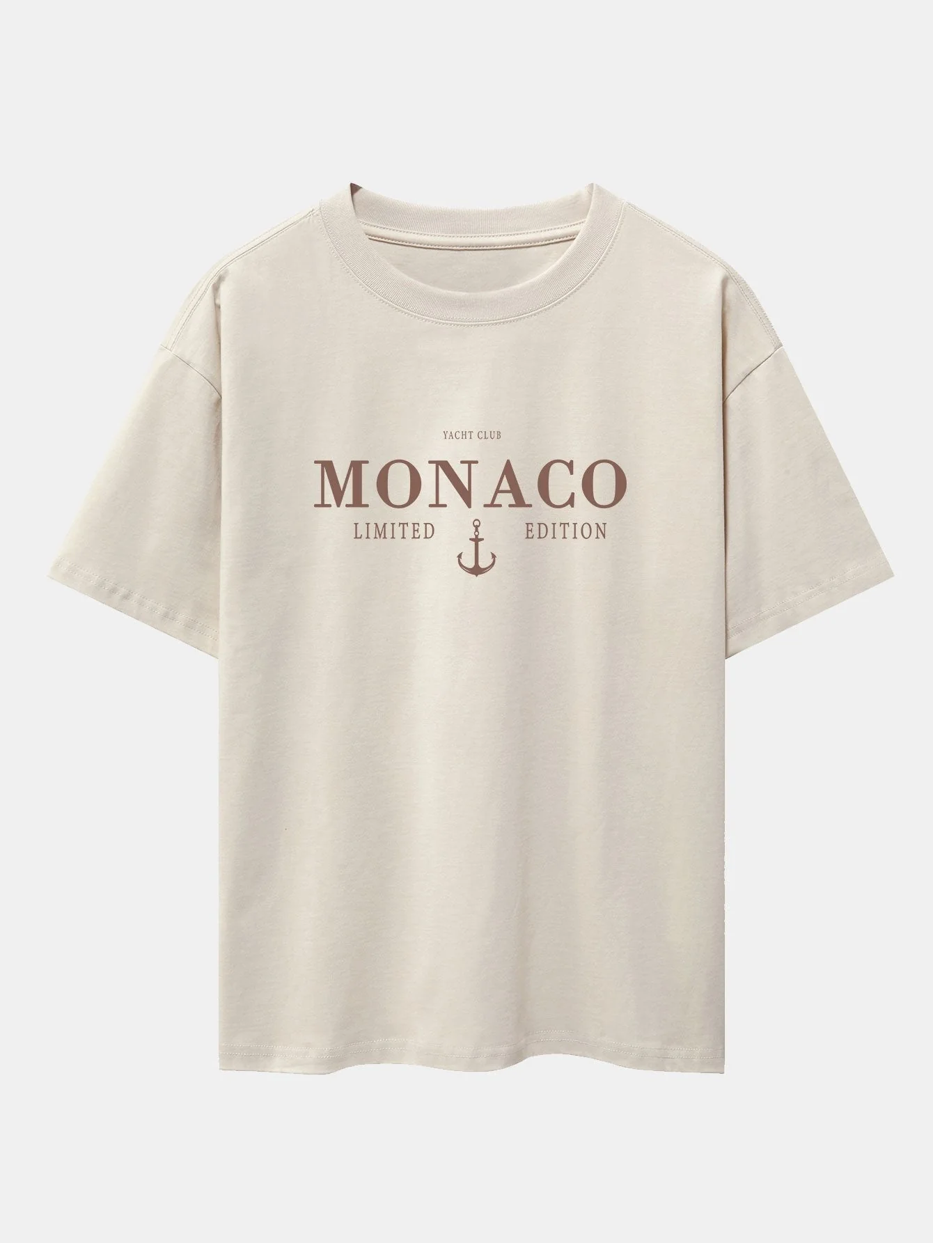 Cosme® | Monaco Slogan Print Drop Shoulder Oversize T-Shirt & Drawstring Corduroy Shorts - Image 4