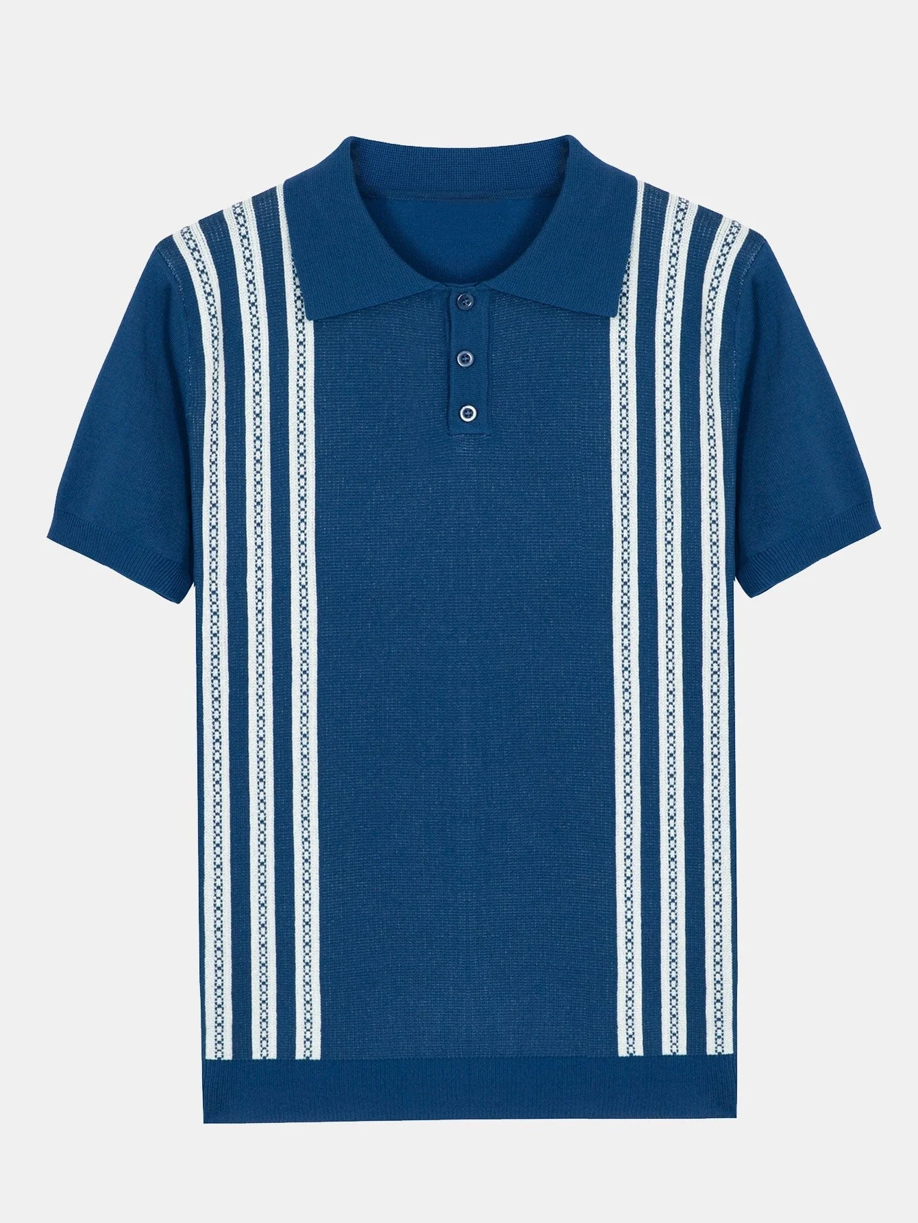 Cuno® | Striped Short Sleeve Sweater Polo - Image 3