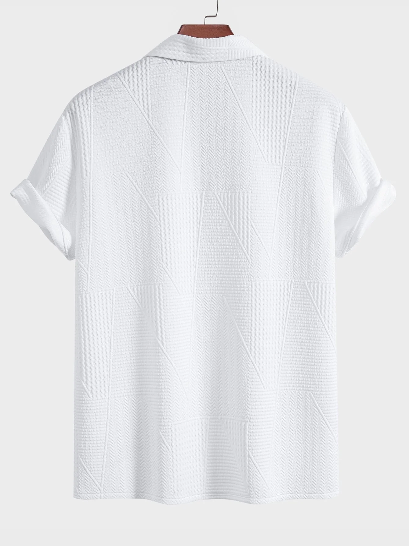 Cyrus® | Geometric Style: Short-Sleeved Cuban Shirt With Geometric Texture - Image 4