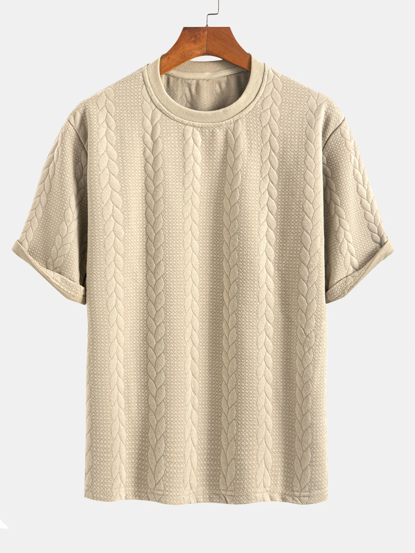 Cyrus® | Relax Fit Mid-Length Sleeve Twist Jacquard T-Shirt & Shorts - Image 9