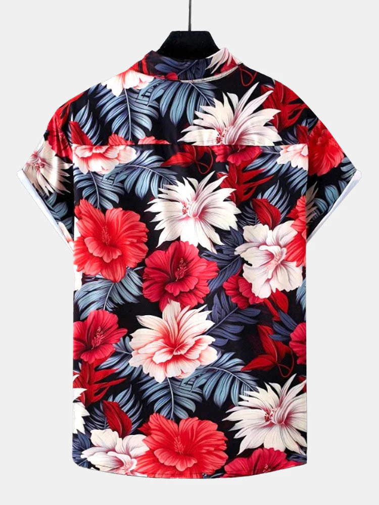 Damon® | Tropical Flowers Print Button Up Shirt & Swim Shorts - Image 3
