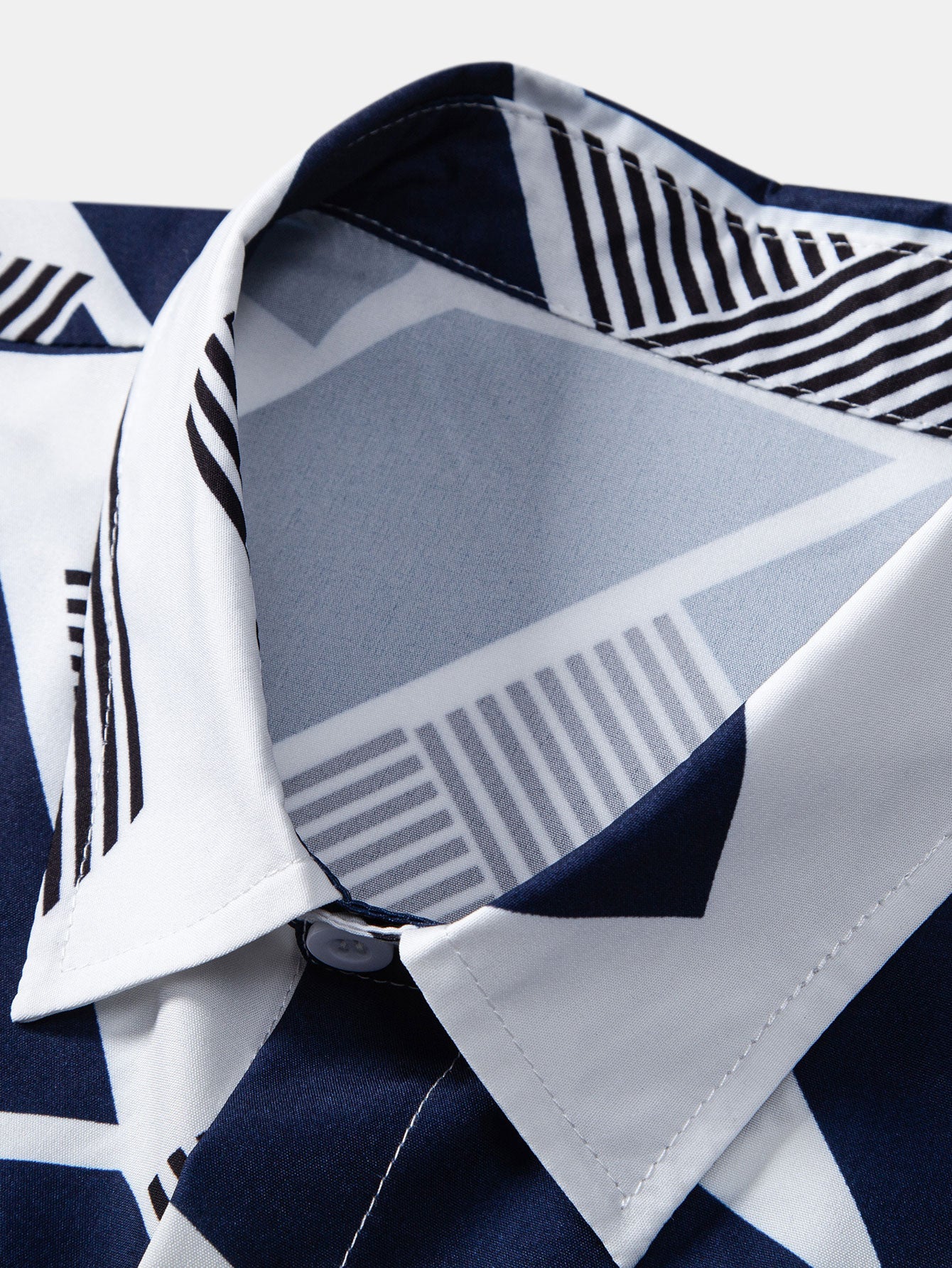 Dan® | Color Block Geometry Print Button Up Shirt & Swim Shorts - Image 13