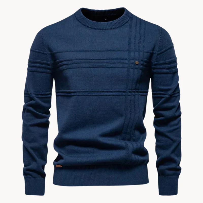 Dante | Men's structured round neck knitted sweater - Image 13