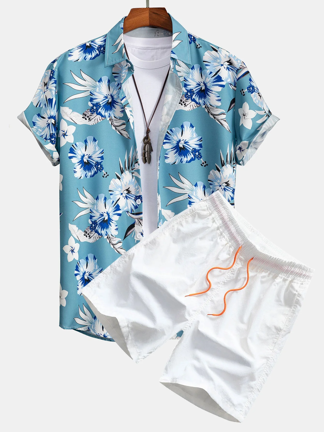 Declan® | Tropical Floral Print Button Up Shirt & Swim Shorts - Image 4
