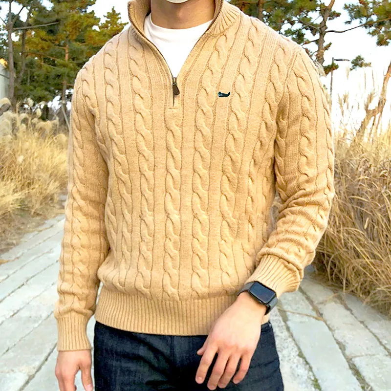 Denholm® | Knitted Cotton Pullovers With Stand-Up Collar