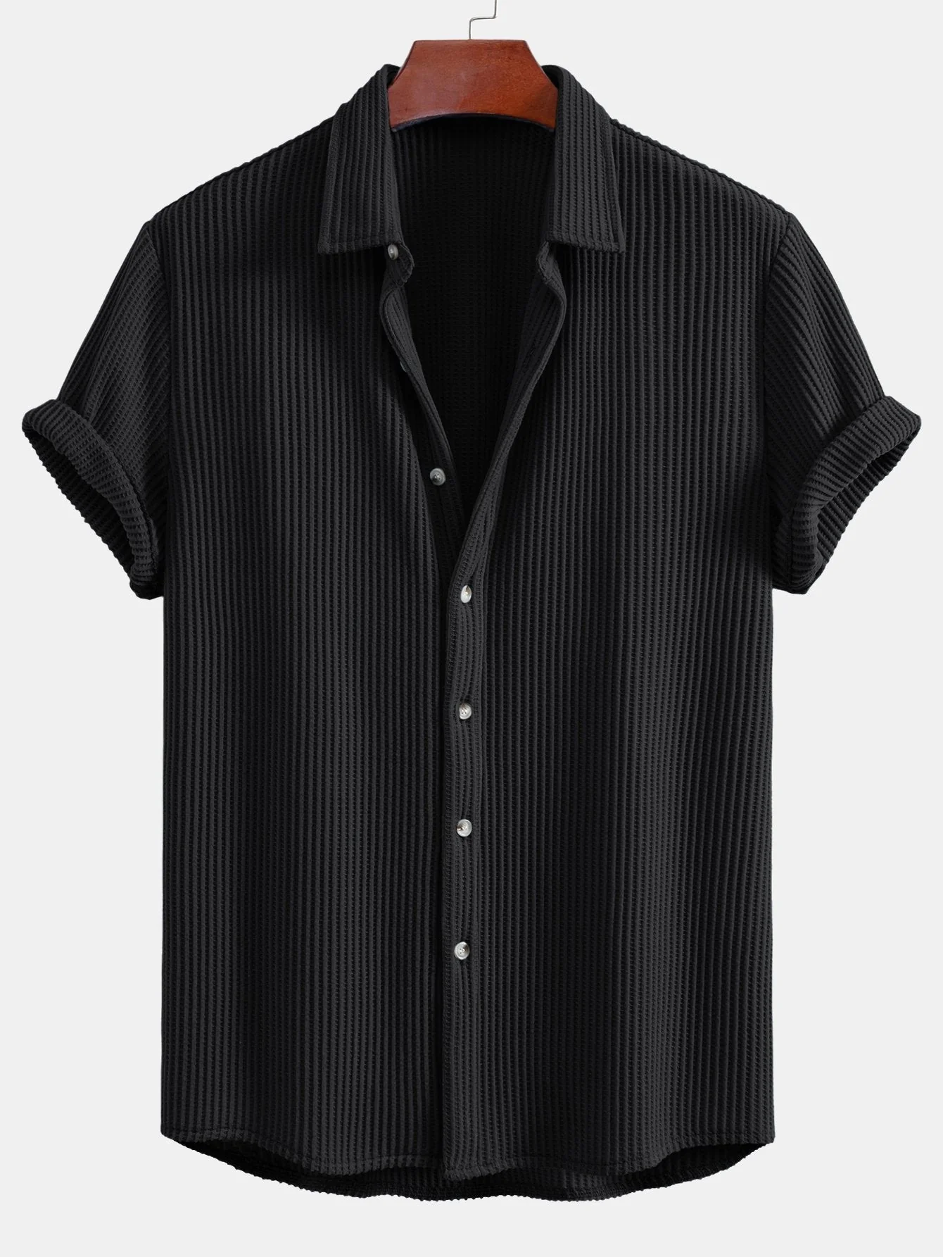 Derek® | Waffle Button Up Shirt & Drawstring Waffle Shorts - Image 10
